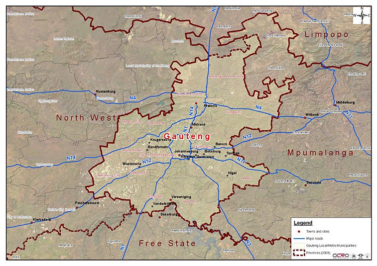 Gauteng Map Oct 2009 ESRI Relief With Sat Image.original TKAVzd7 